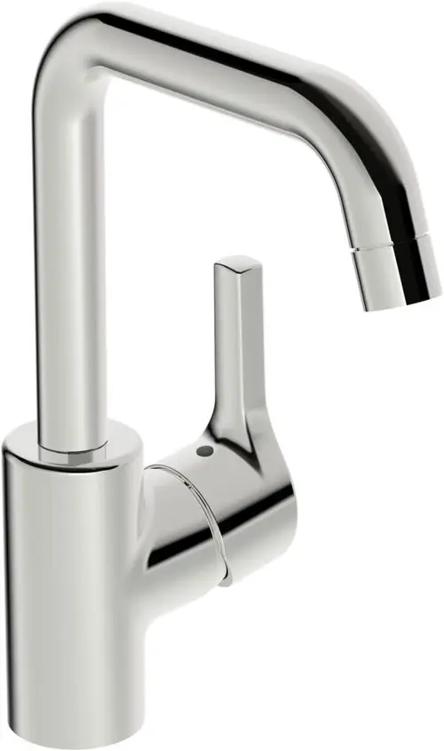 Einhebelmischer in Chrom-Design von HANSA mit einem klaren, funktionalen Auslauf. Der Hebel befindet sich seitlich für eine einfache Bedienung.